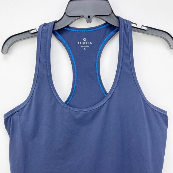 Athleta Tank Top Womens Small Blue Stretch Scoop Neck Sleeveless Racerback - Picture 2 of 7